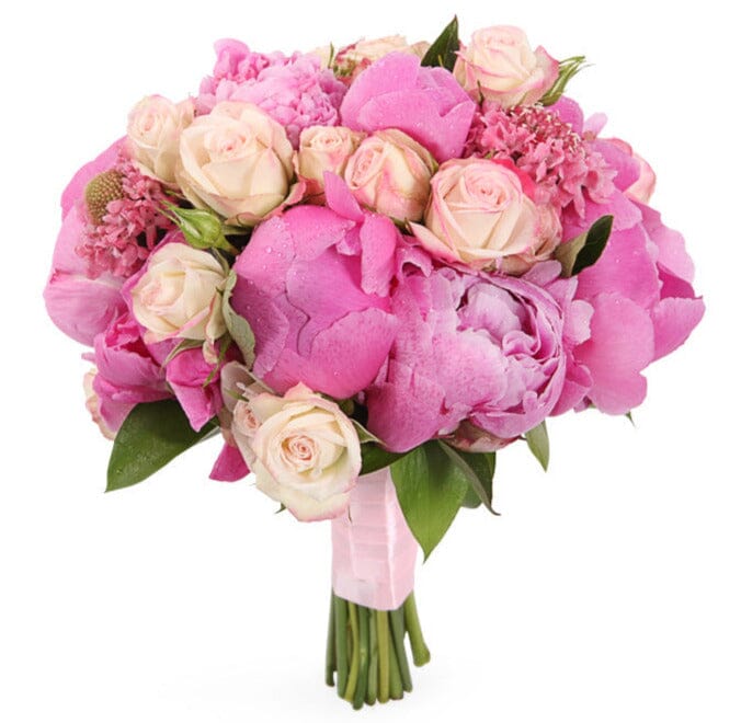 Pink Peonies and Scobiosa Bridal Bouquet