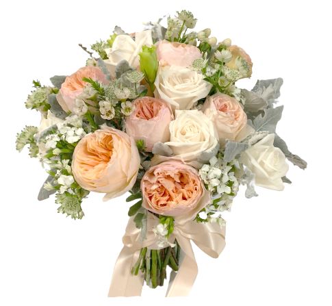 Premium Peach and White Bridal Bouquet