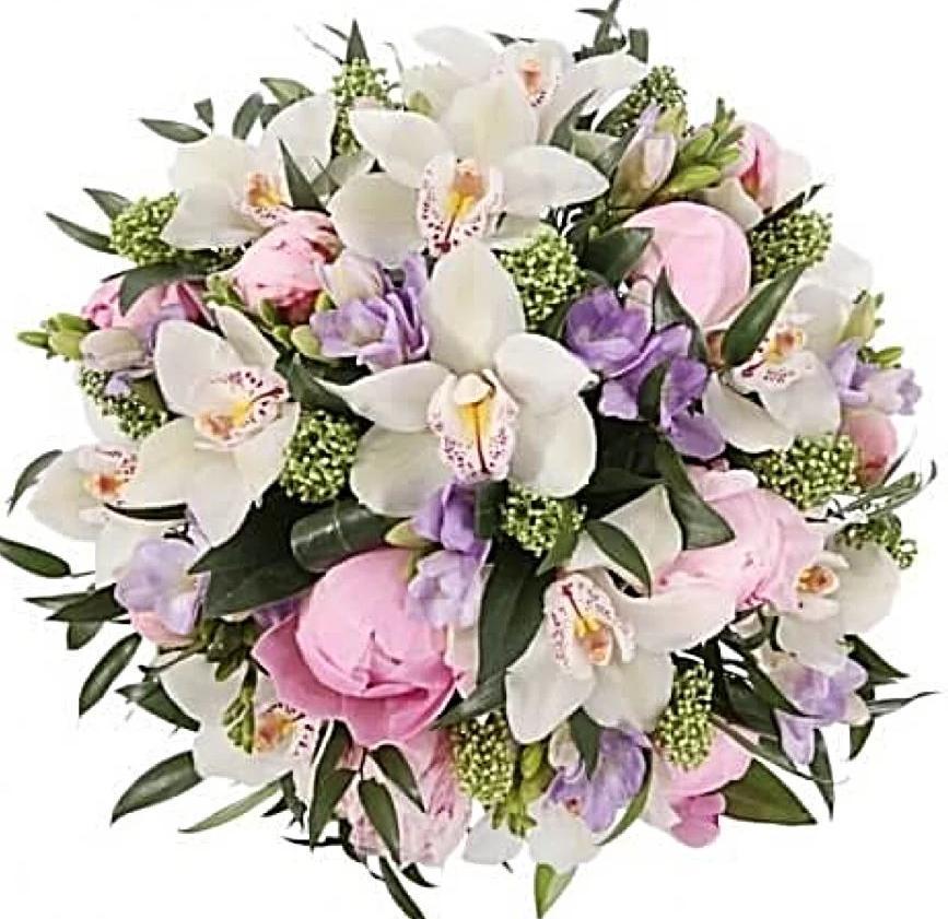 Pink Peonies and Orchids Bouquet